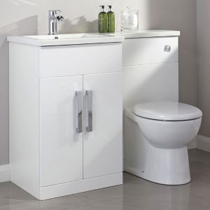 Image of Cooke & Lewis Ardesio Gloss White Left-handed Vanity & toilet unit