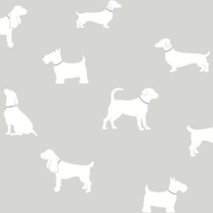 Image of Colours Pooch Grey Dogs Mica effect Smooth Wallpaper