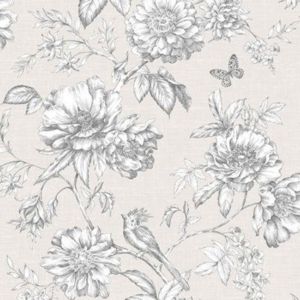Image of Menagerie Cream & white Floral Smooth Wallpaper