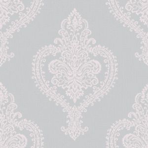 Image of Grandeco Adalyn Blush grey Damask Mica effect Embossed Wallpaper