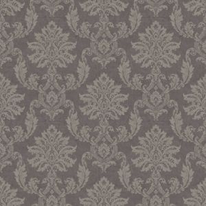 Gold Etch Charcoal Damask Gold Effect Embossed Wallpaper Sample