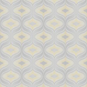 Grandeco Nuevo Grey & Yellow Geometric Glitter & Mica Effect Textured Wallpaper Sample