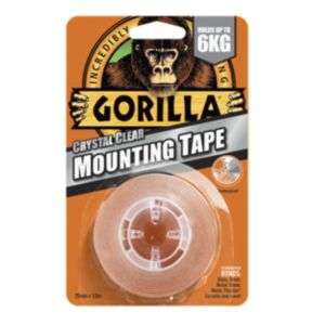Image of Gorilla Glue Gorilla Heavy-Duty Mounting Tape 25.4mm x 1.52m Crystal Clear