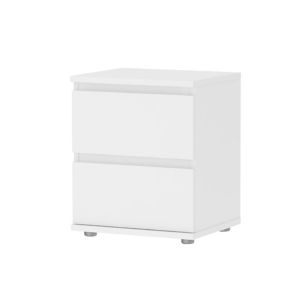 Image of Nova Matt white 2 Drawer Bedside chest (H)480mm (W)400mm (D)340mm
