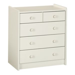 Image of Wizard Off white Pine 5 Drawer Chest (H)720mm (W)640mm (D)380mm