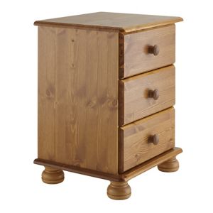 Image of Malmo Stained Pine 3 Drawer Bedside chest (H)581mm (W)441mm (D)383mm