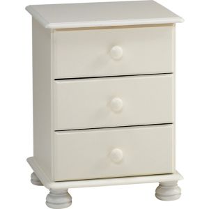 Image of Malmo Stained White Pine 3 Drawer Bedside chest (H)581mm (W)441mm (D)383mm