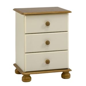 Image of Oslo Cream Pine 3 Drawer Bedside chest (H)581mm (W)441mm (D)383mm