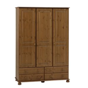 Image of Malmo Stained Pine 4 Drawer Triple Wardrobe (H)1853mm (W)1296mm (D)570mm