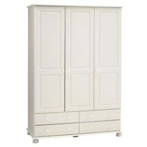 Image of Malmo Stained white 4 Drawer Triple Wardrobe (H)1853mm (W)1296mm (D)570mm