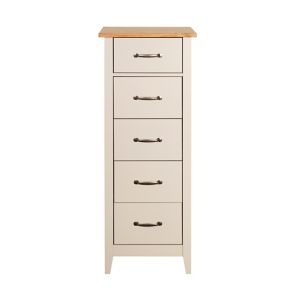 Image of Westwick Grey oak effect 5 Drawer Tall Chest (H)1100mm (W)440mm (D)400mm