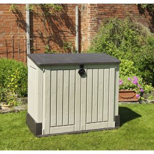 product image of Keter Store It Out Midi Wood Effect Plastic Garden Storage Box Beige & Brown