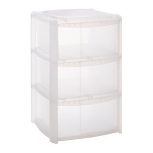 Image of Clear 20L Plastic 3 drawer Tower unit