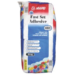 Image of Mapei Fast set Ready mixed Grey Floor & wall Tile Powder Adhesive 20kg