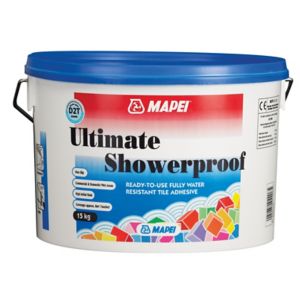 Image of Mapei Ultimate shower proof Ready mixed Cream Wall Tile Adhesive 15kg