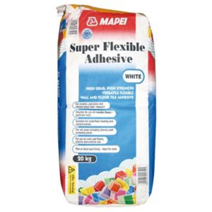 Image of Mapei Super flexible Ready mixed White Tile Powder Adhesive 20kg
