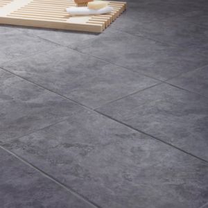 Image of Oscano Anthracite Matt Stone effect Ceramic Wall & floor tile Pack of 6 (L)300mm (W)600mm