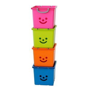 Image of Children's smiley Blue 30.6L Plastic Stackable Storage box