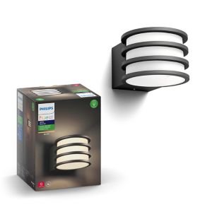 Image of Philips Hue Non-adjustable Black & white Mains-powered LED Outdoor Wall light 806lm