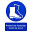 Protective footwear must be worn Self-adhesive labels, (H)200mm (W)150mm