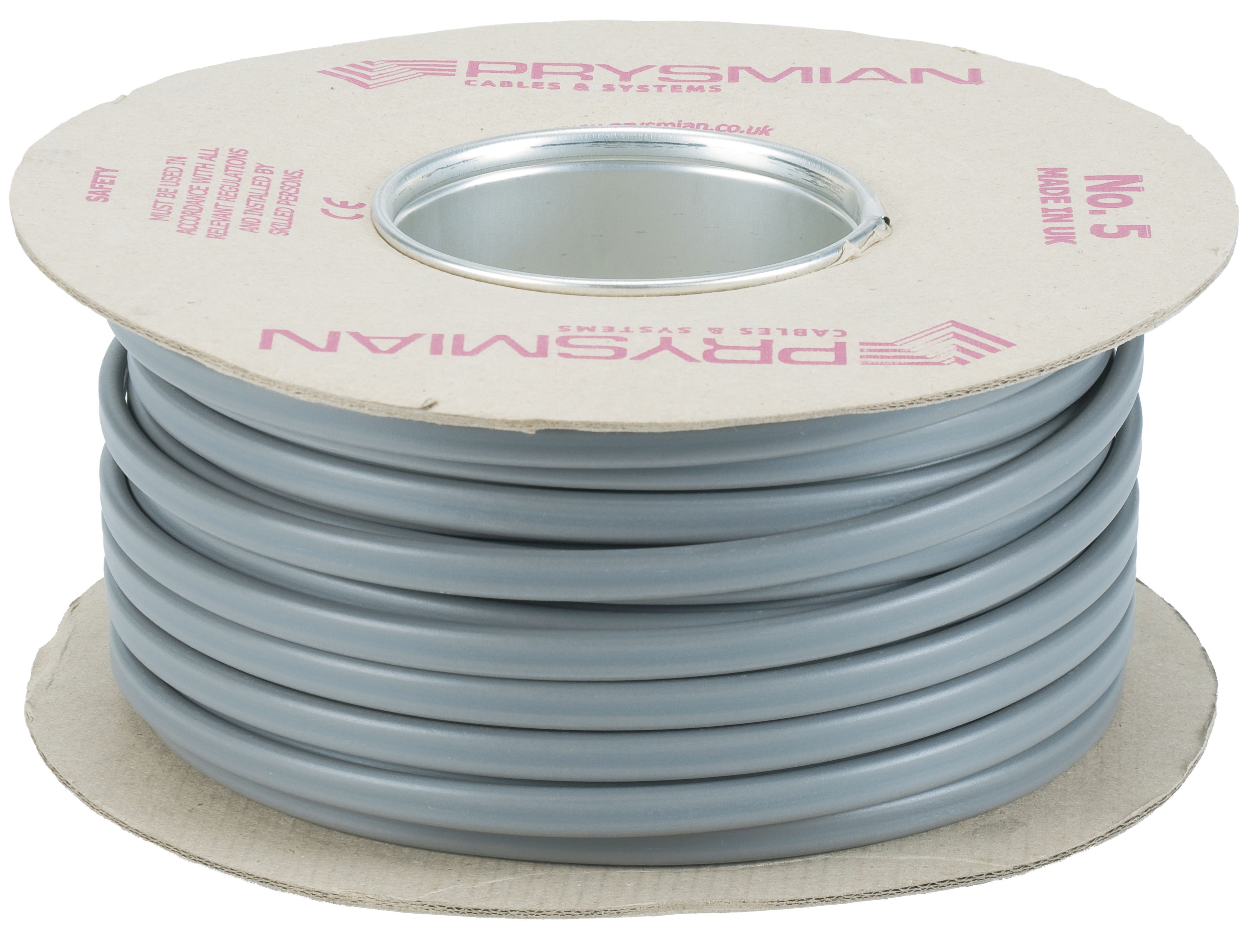 Prysmian 6242YH Grey 2-core Twin & earth Cable 2.5mm² x 50m