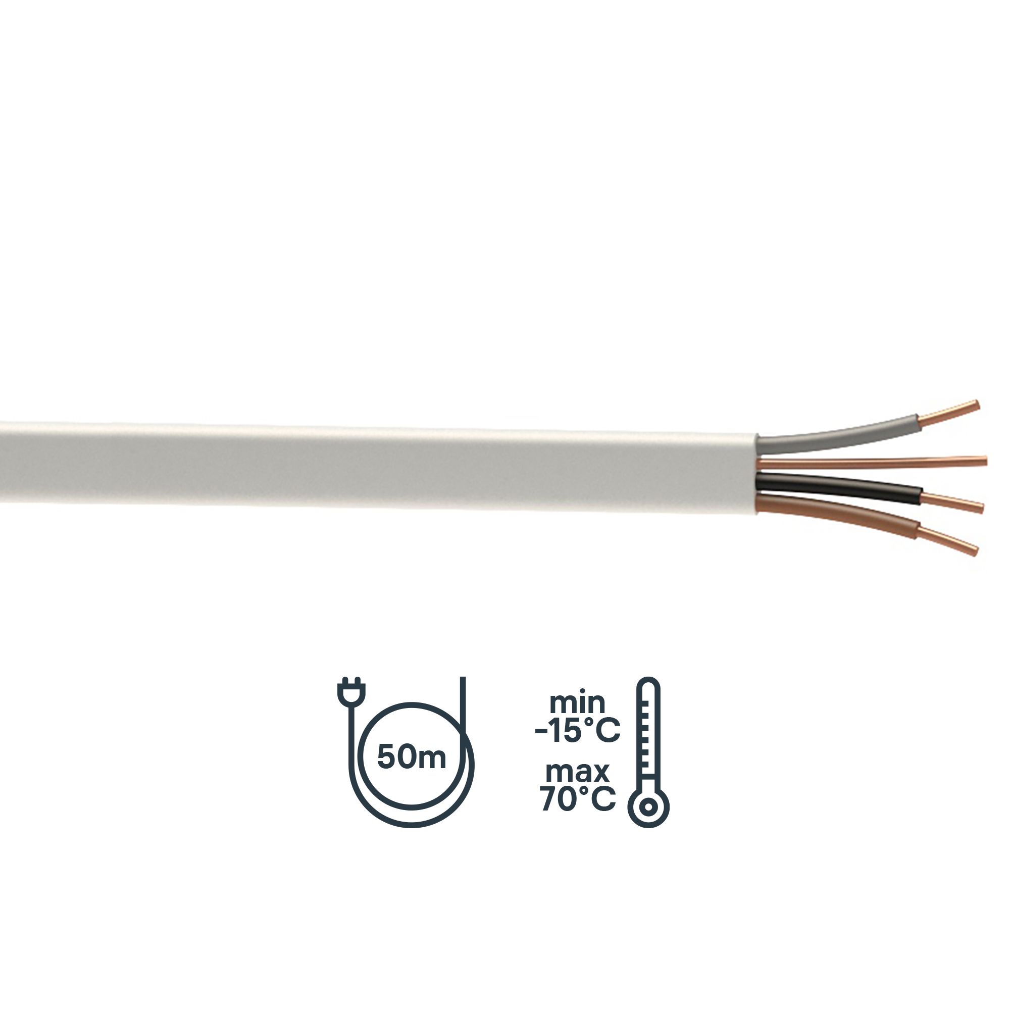 Prysmian 6243YH Grey 3-core Multi-core cable 1.5mm² x 50m