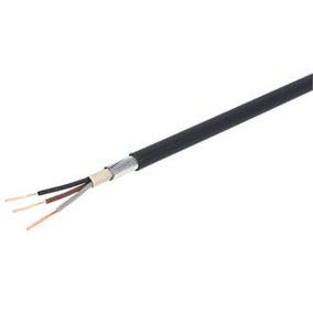 Prysmian Black 3-core Armoured Cable 1.5mm² x 10m
