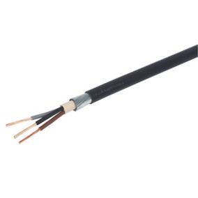 Prysmian Black 3-core Armoured Cable 4mm² x 25m