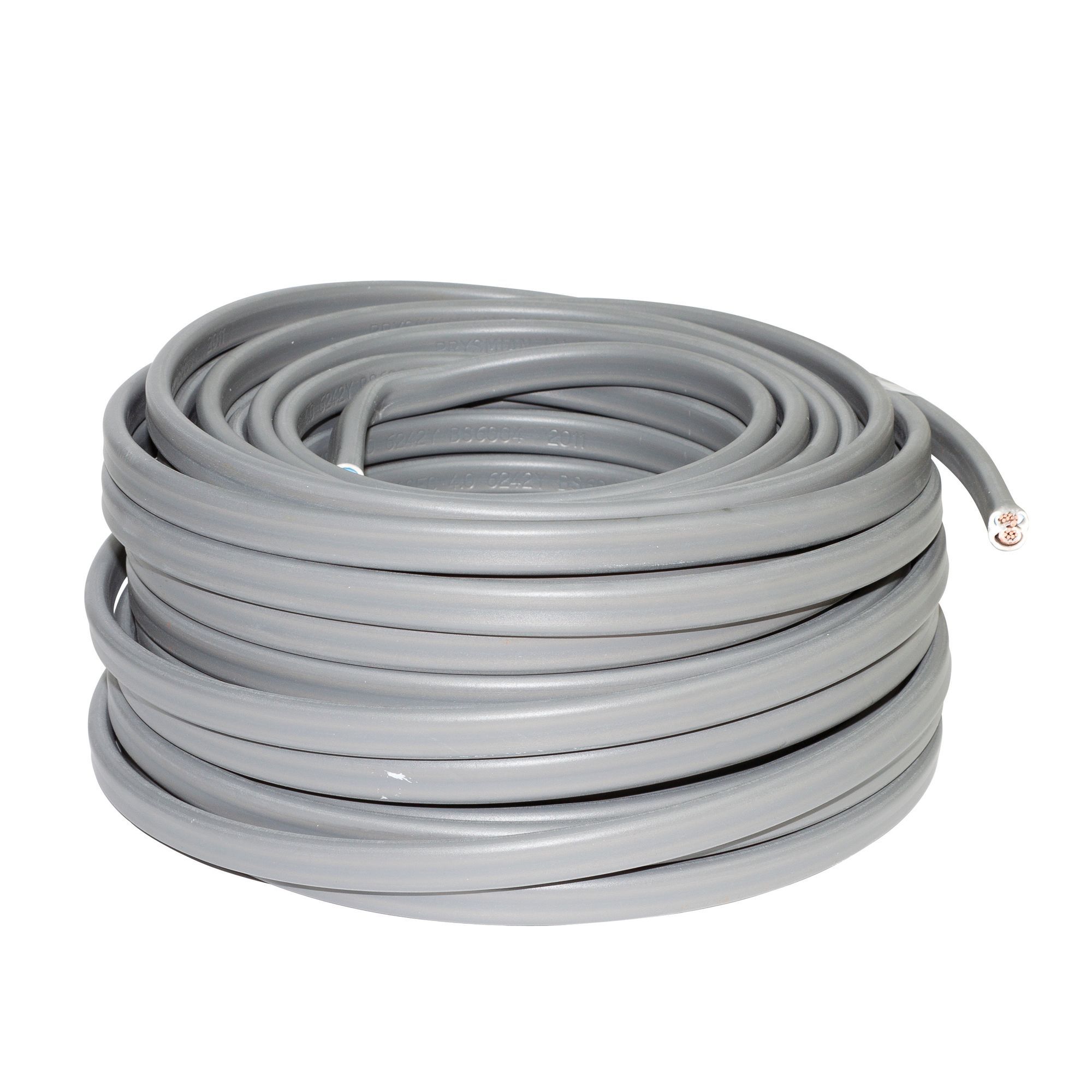 Prysmian Grey Twin & earth Cable 4mm² x 25m