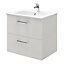 Pyxis White Wall-mounted Soft-close Bathroom Basin cabinet & mirror set, (W)600mm