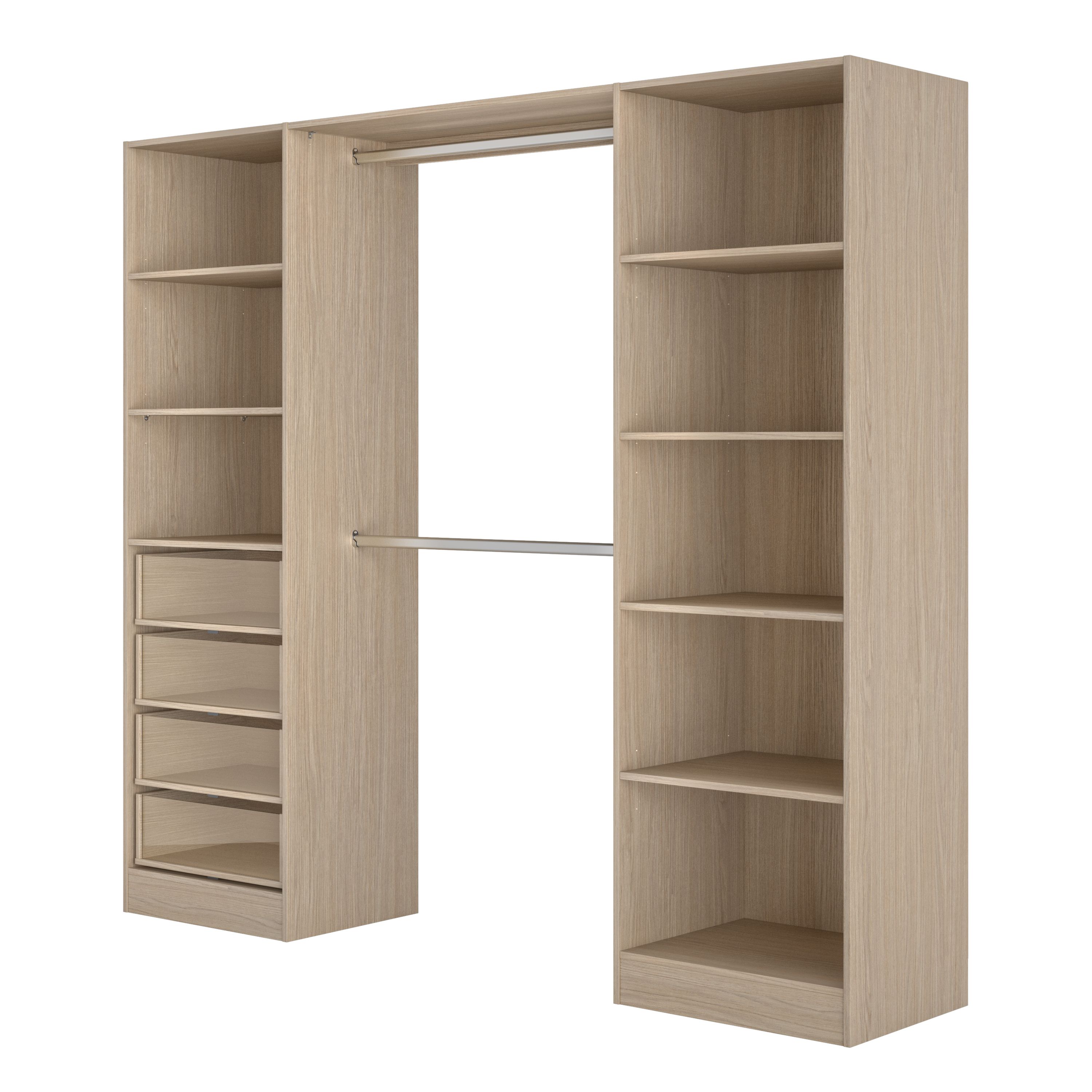 Qazar Matt light oak effect Large Wardrobe storage unit (H)2000mm (L)2200mm (W)2200mm (D)480mm