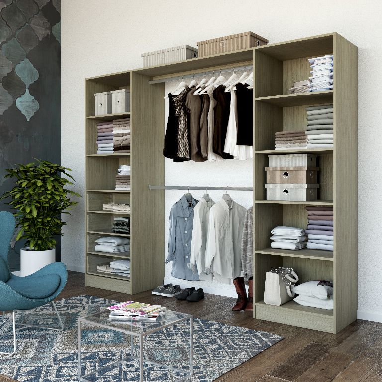 Qazar Matt light oak effect Large Wardrobe storage unit (H)2000mm (L)2200mm (W)2200mm (D)480mm
