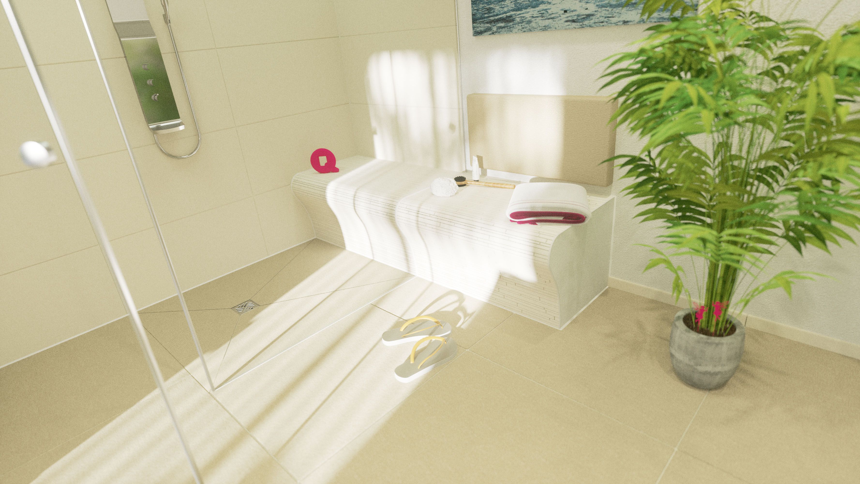 Qboard Curved Bathroom & wet room Bench kit (H) 470mm x (W) 1200mm