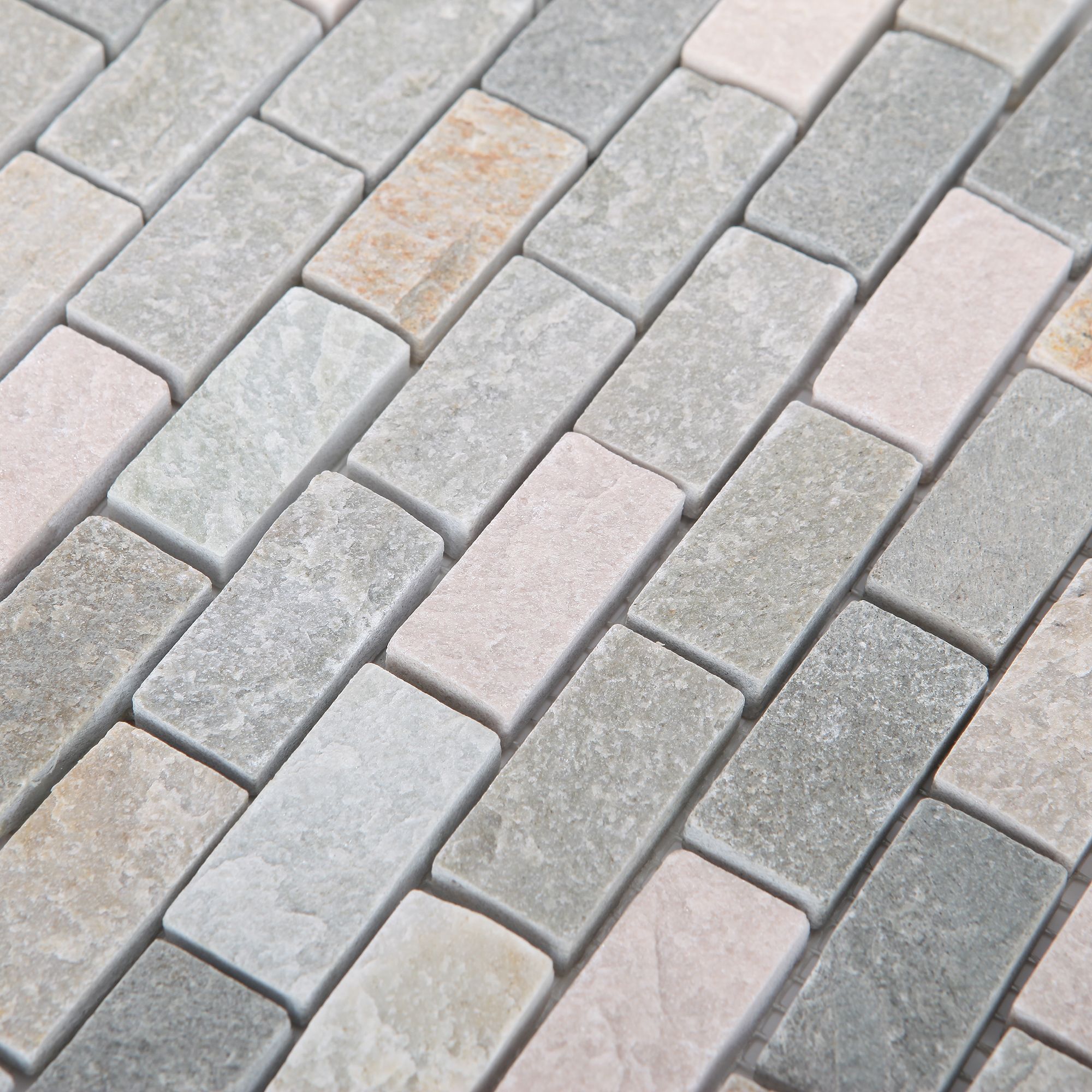 Quartzite Beige Polished Natural stone Mosaic tile sheet, (L)300mm (W)300mm