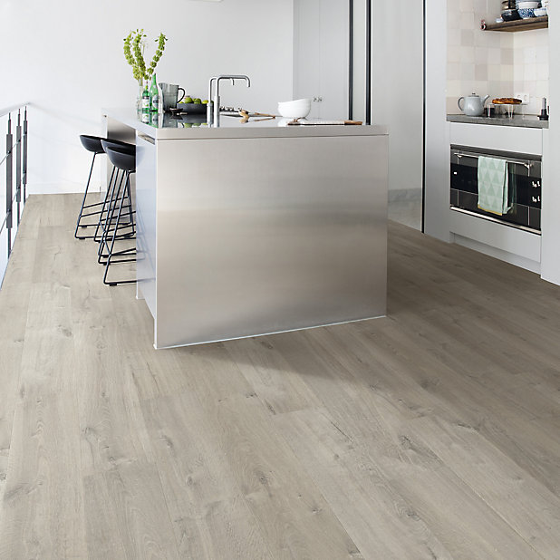 Quick Step Aquanto Dark Grey Oak Effect, Milano Grey Laminate Flooring B Q