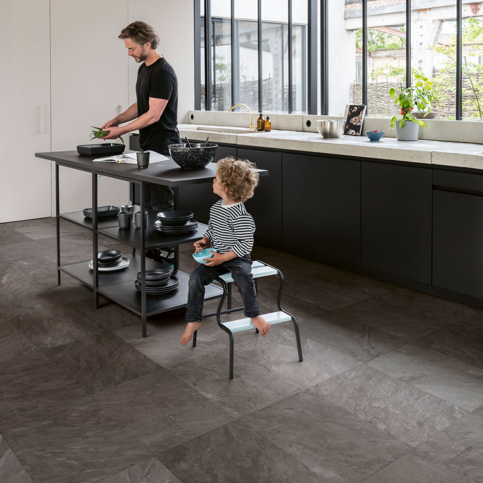 Quick-step Aquanto Welsh Grey Matt Slate effect Embossed Indoor Floor tile, Pack of 4, (L)1200mm (W)396mm