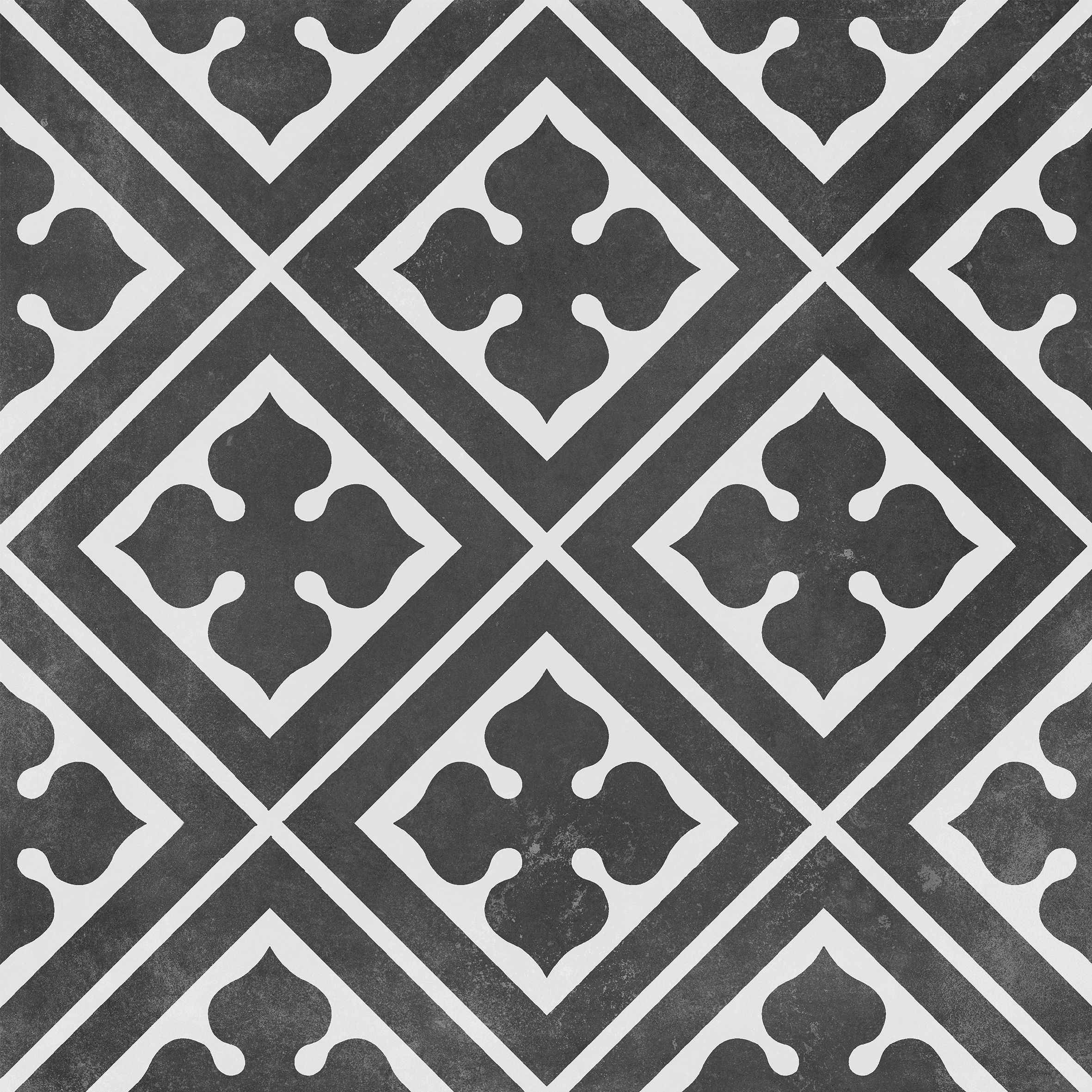 Radford Black & white Matt Patterned Porcelain Outdoor Floor Tile, Pack of 2, (L)604mm (W)604mm
