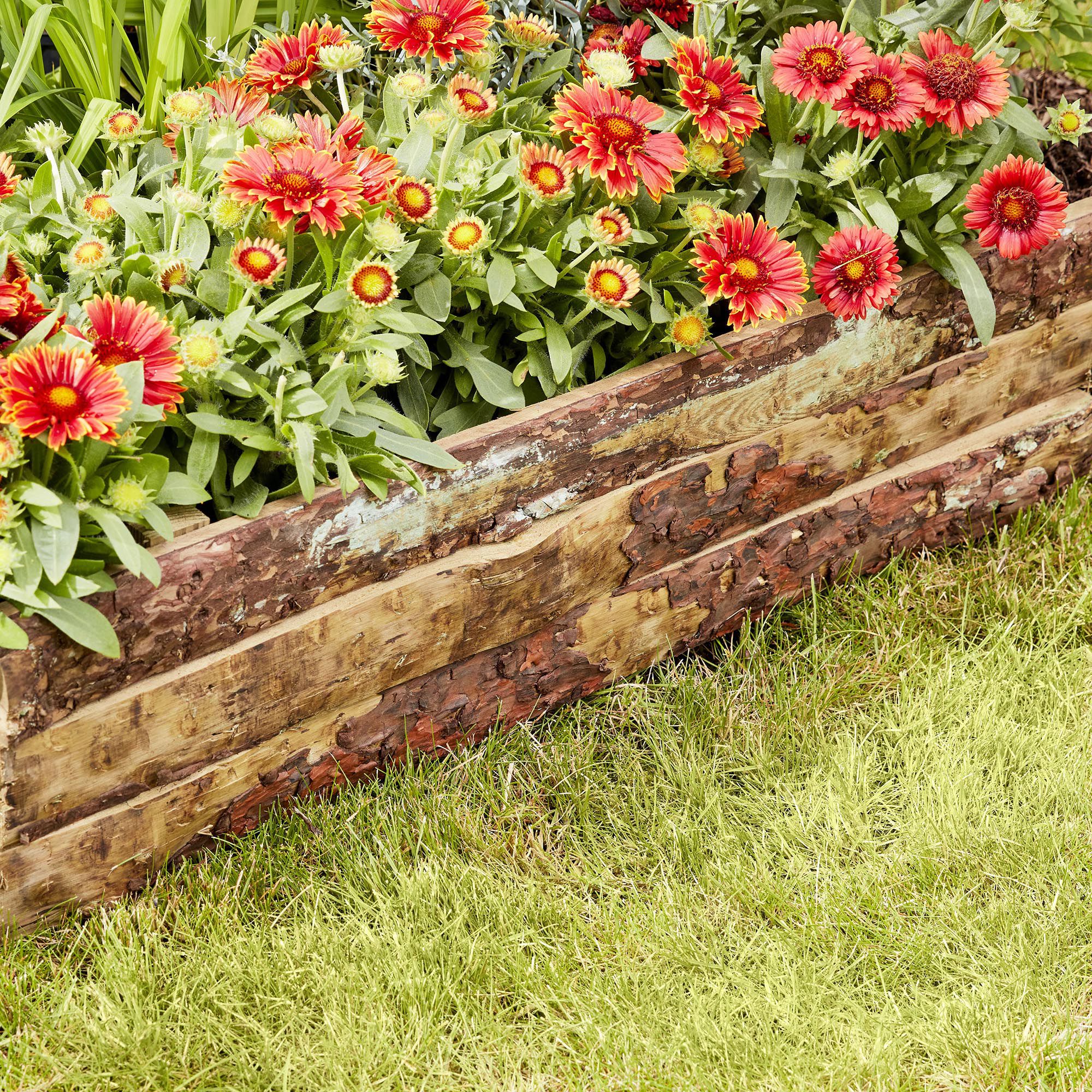 Rancho Pine Bark Horizontal log edging (H)36cm (L)0.75m