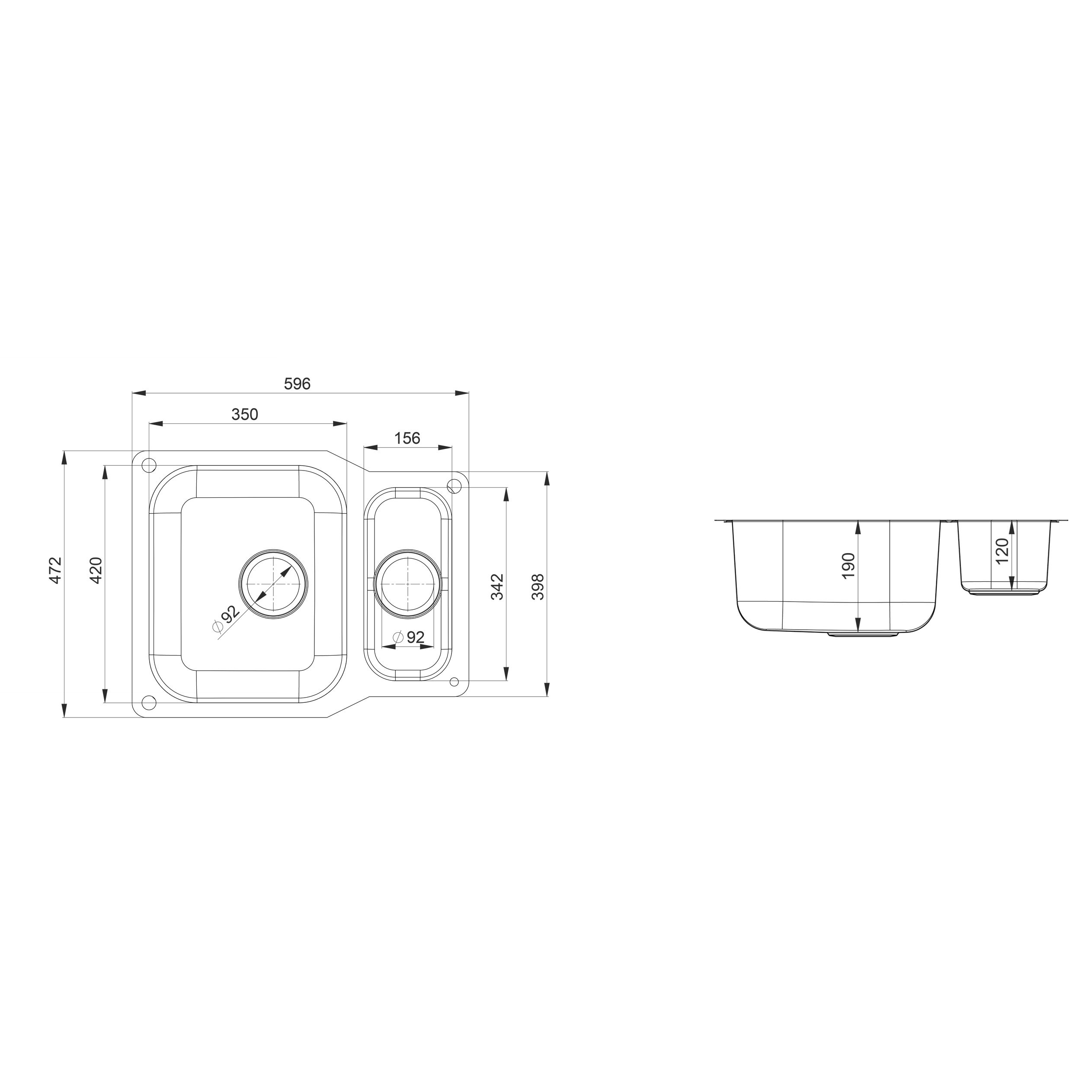 Rangemaster Classic Stainless steel 1.5 Bowl Sink 472mm x 597mm