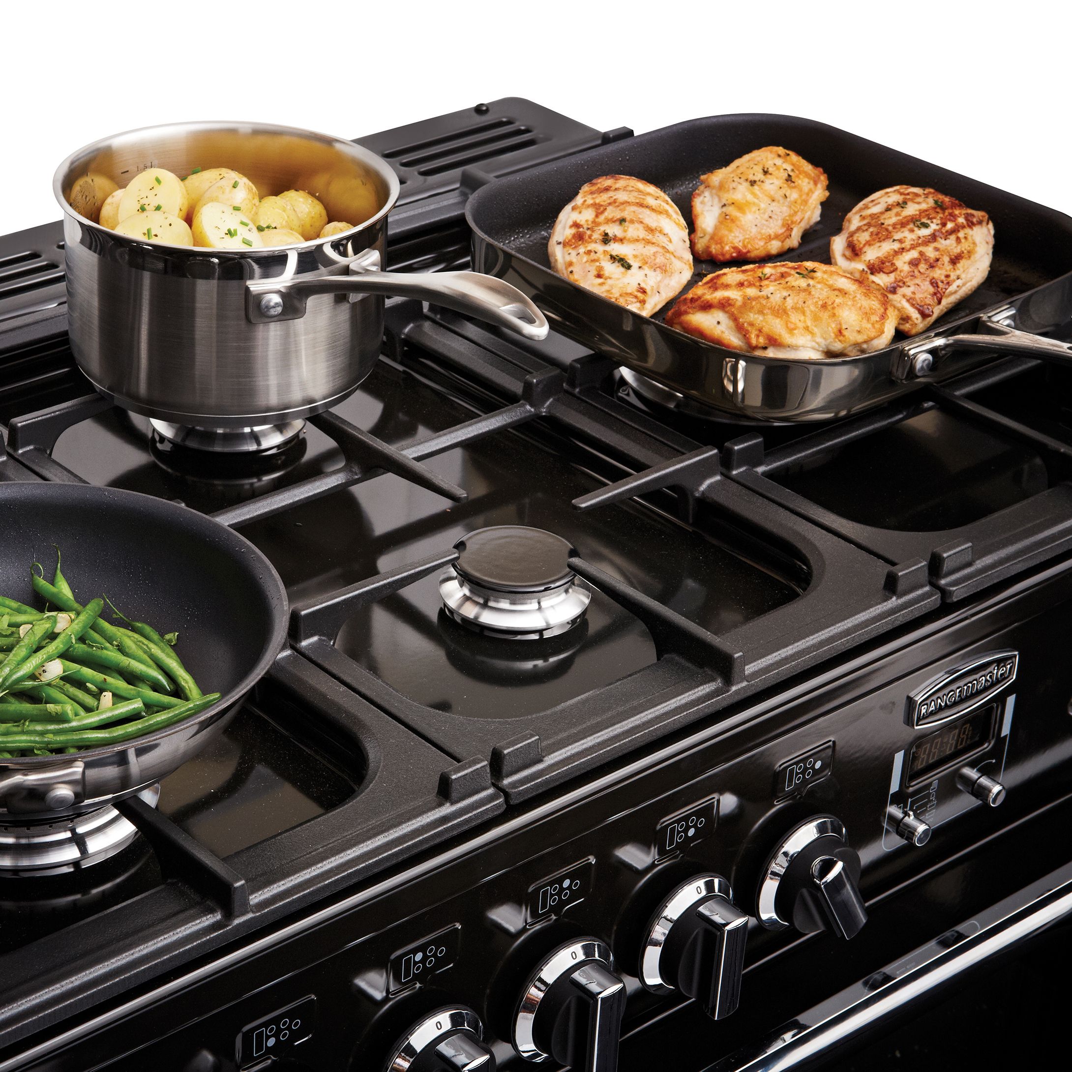 Rangemaster PDL110DFFGB/C Freestanding Electric Range cooker with Gas Hob - Black