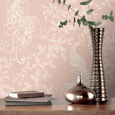 Rasch Plain Textured Pastel Pink Wallpaper - 489798