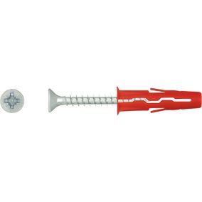 Rawlplug Uno Red Multi-purpose screw & wall plug (Dia)6mm (L)28mm, Pack of 50