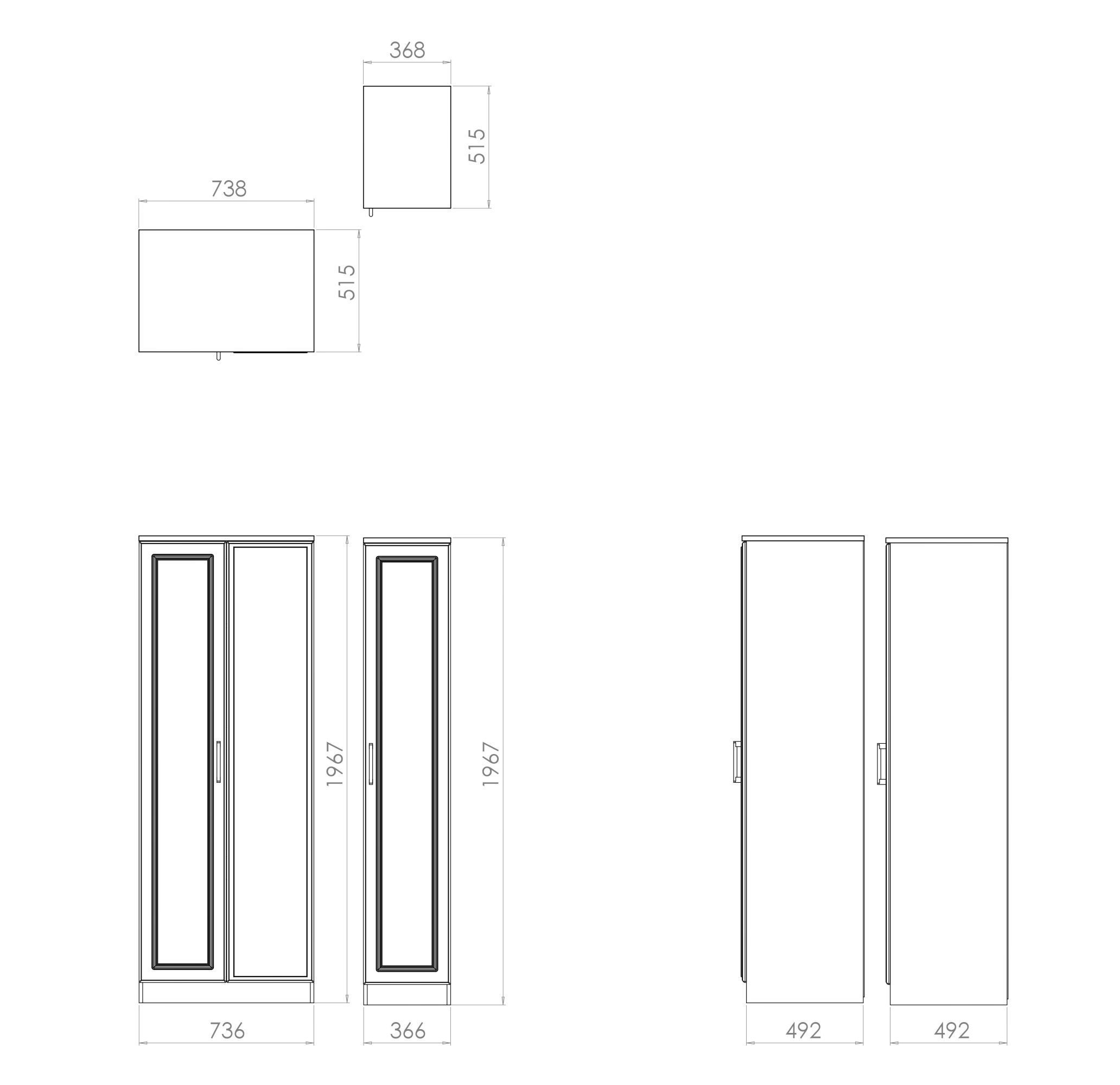 Ready assembled Contemporary Dark oak effect Tall Triple Wardrobe (H)1970mm (W)1110mm (D)530mm