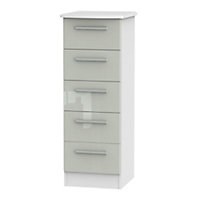 Ready assembled High gloss grey & white 5 Drawer Chest of drawers (H)1075mm (W)395mm (D)415mm