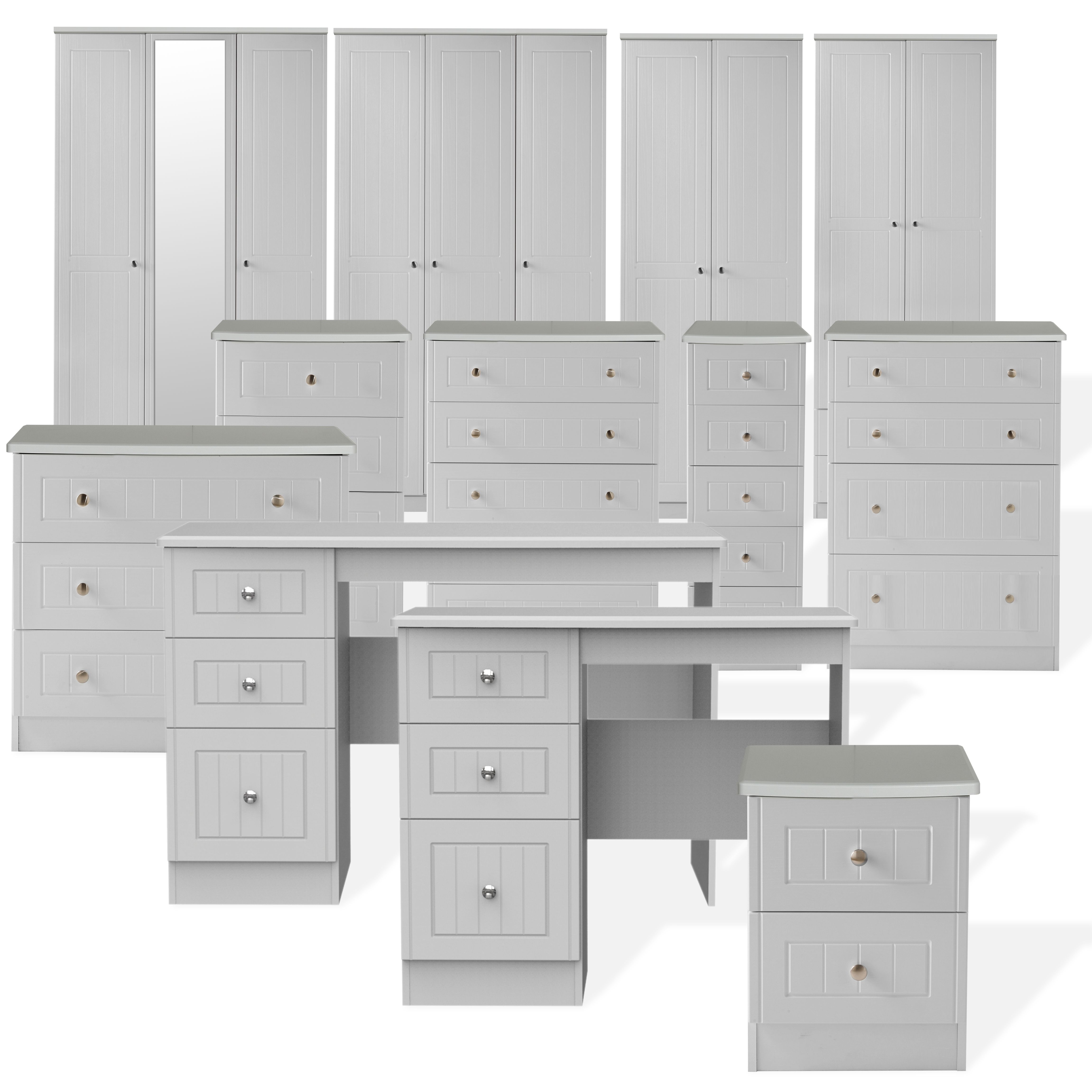 Ready assembled Matt grey Vanity 3 drawer Desk (H)795mm (W)415mm (D)415mm