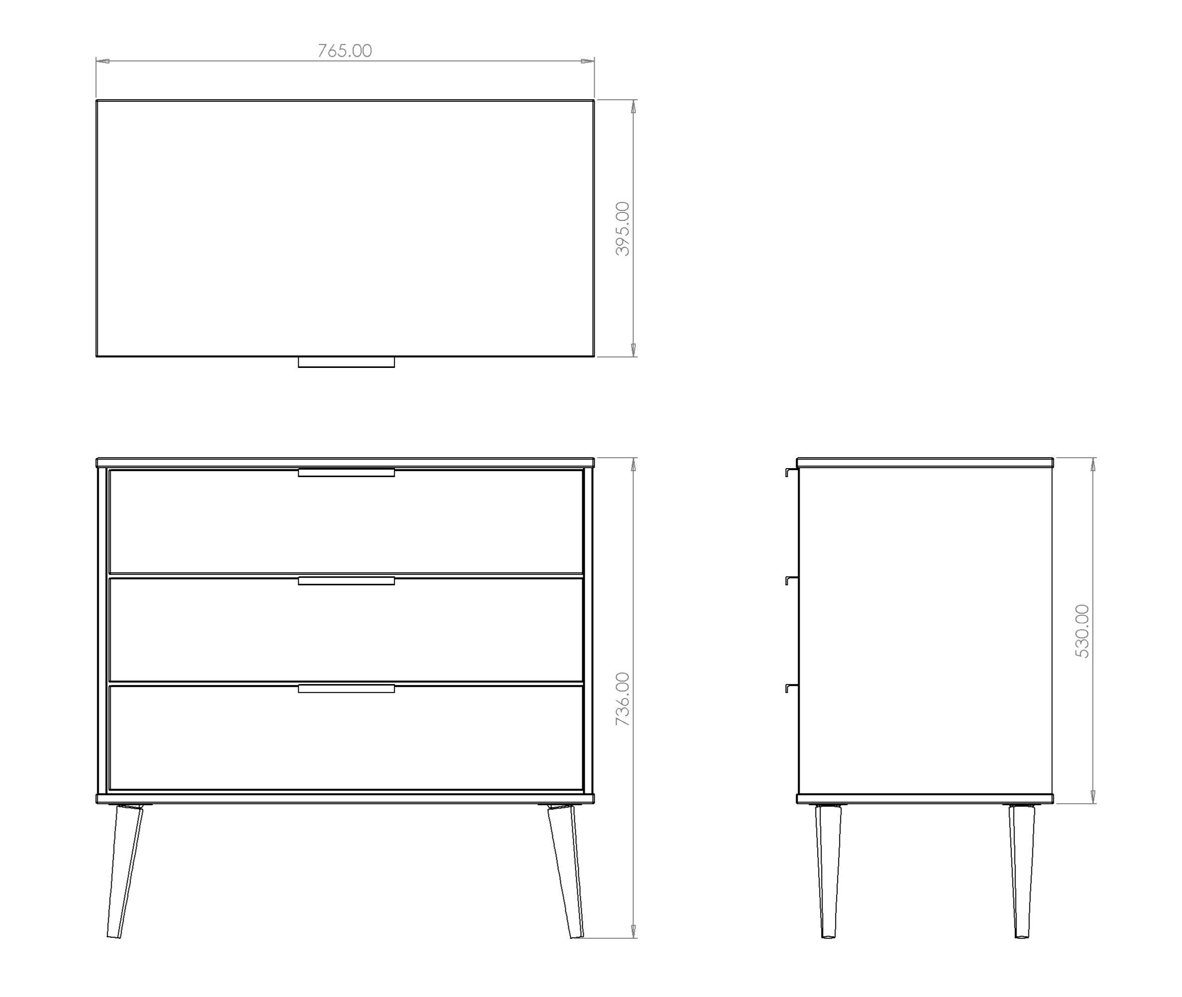 Ready assembled Matt grey & white 3 Drawer Chest of drawers (H)740mm (W)765mm (D)395mm