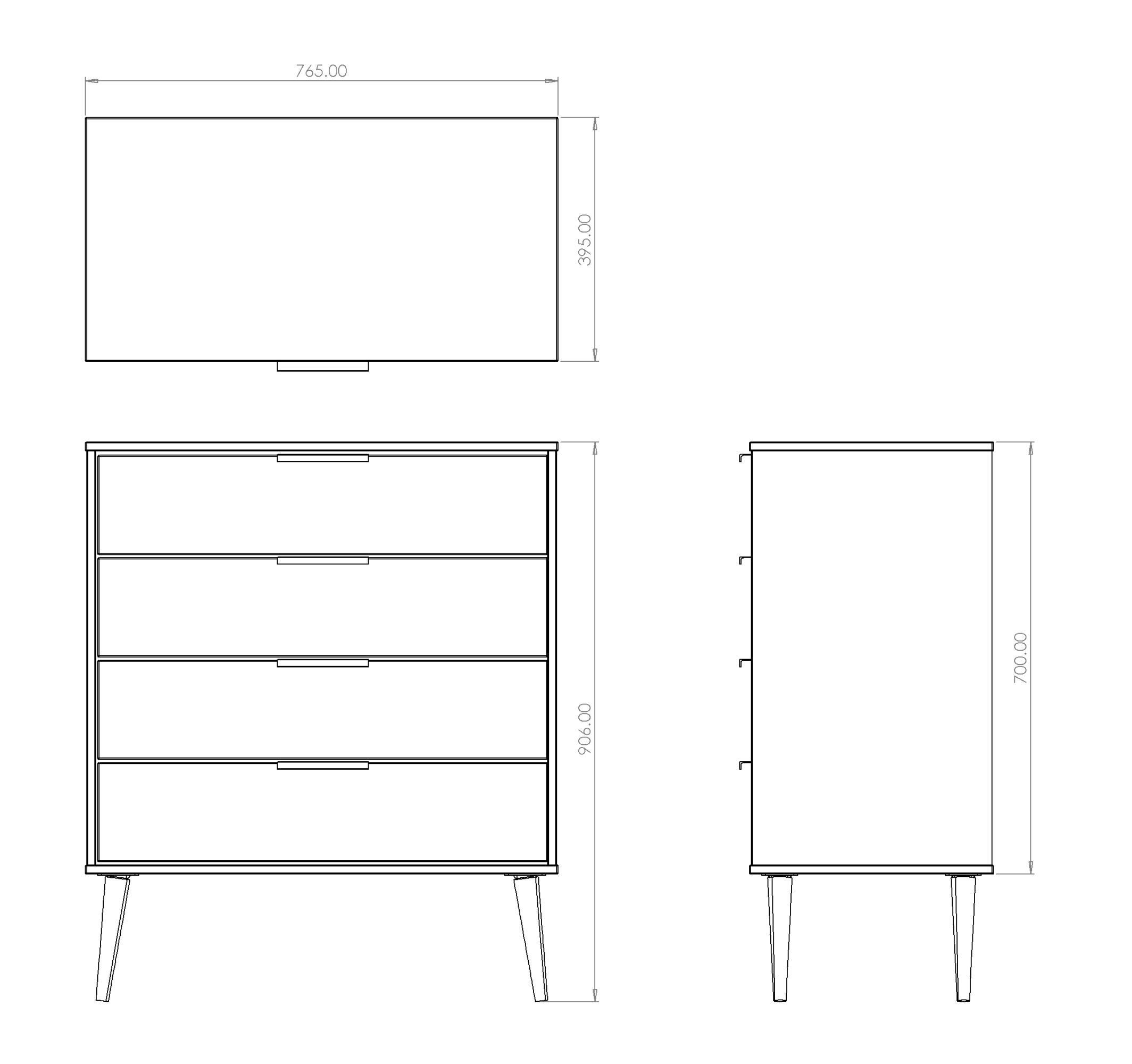 Ready assembled Matt grey & white 4 Drawer Chest of drawers (H)910mm (W)765mm (D)395mm