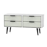 Ready assembled Matt grey & white 4 Drawer Wide Chest of drawers (H)570mm (W)1145mm (D)395mm