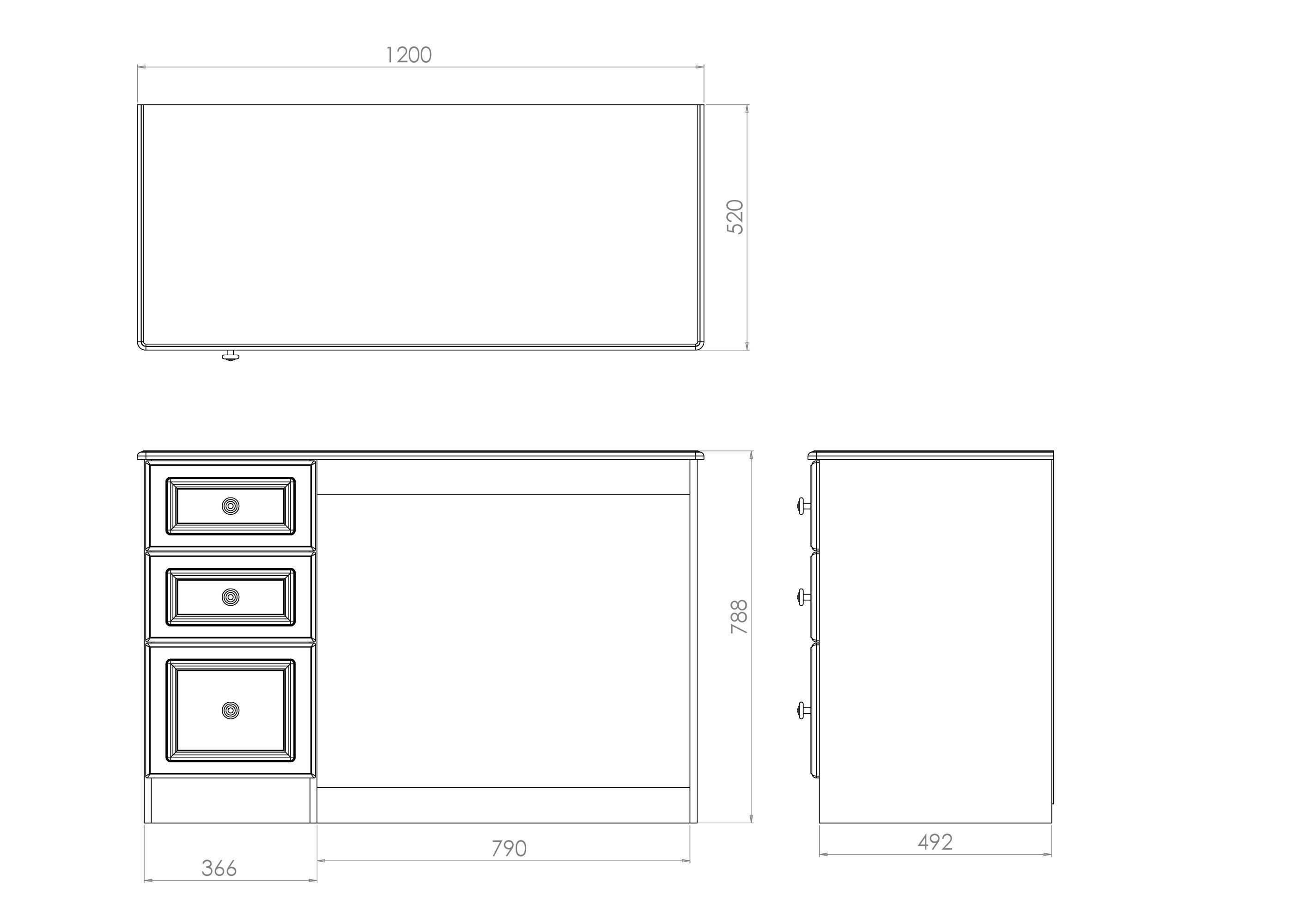 Ready assembled Matt white 3 drawer Desk (H)795mm (W)540mm (D)540mm