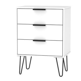 Ready assembled Matt white 3 Drawer Midi Chest (H)740mm (W)575mm (D)395mm